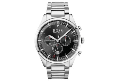Hugo Boss Pioneer Black Dial Silver Steel Strap Watch for Men - 1513712