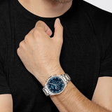 Hugo Boss Pioneer Blue Dial Silver Steel Strap Watch for Men - 1513713