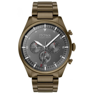 Hugo Boss Pioneer Quartz Gray Dial Brown Steel Strap Watch for Men - 1513715