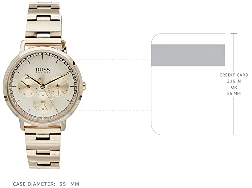 Hugo Boss Prima Gold Dial Gold Steel Strap Watch for Women - 1502571