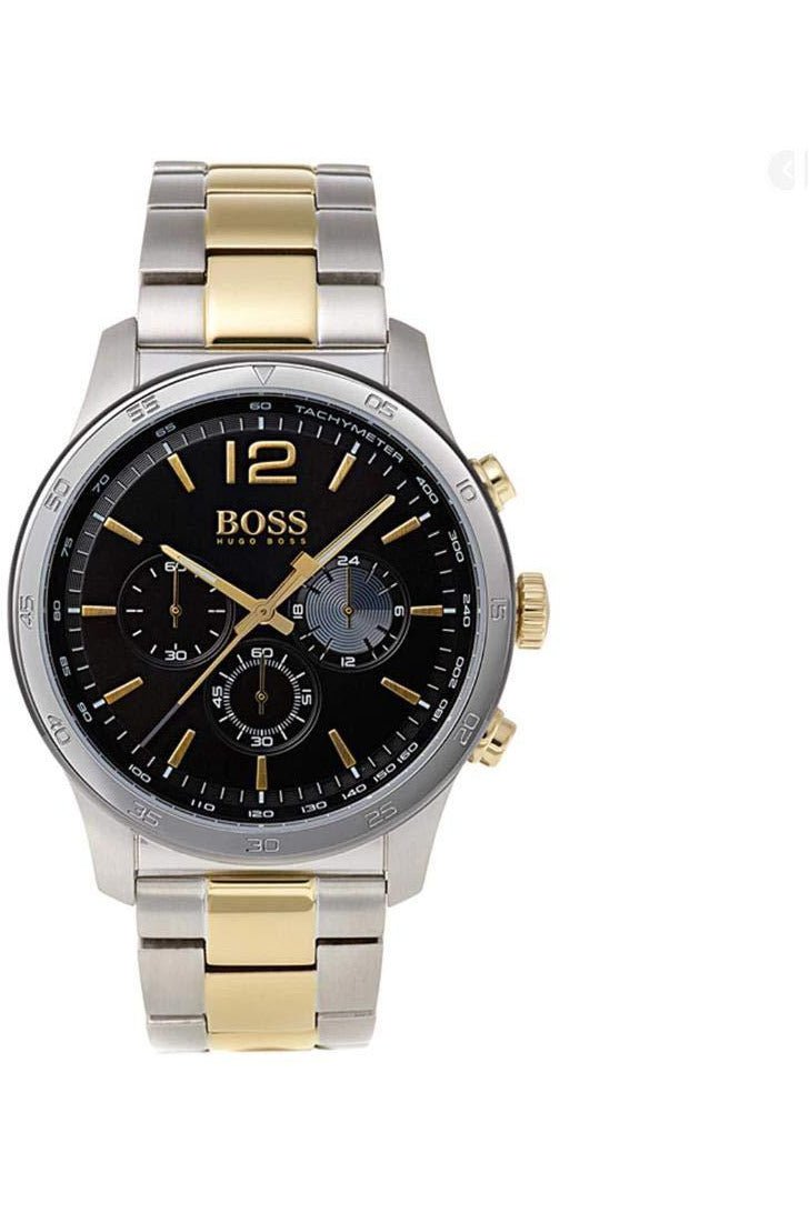 Hugo Boss Professional Black Dial Two Tone Steel Strap Watch for Men - 1513529