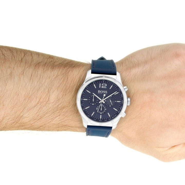 Hugo Boss Professional Chronograph Blue Dial Blue Silicone Strap Watch for Men - 1513526