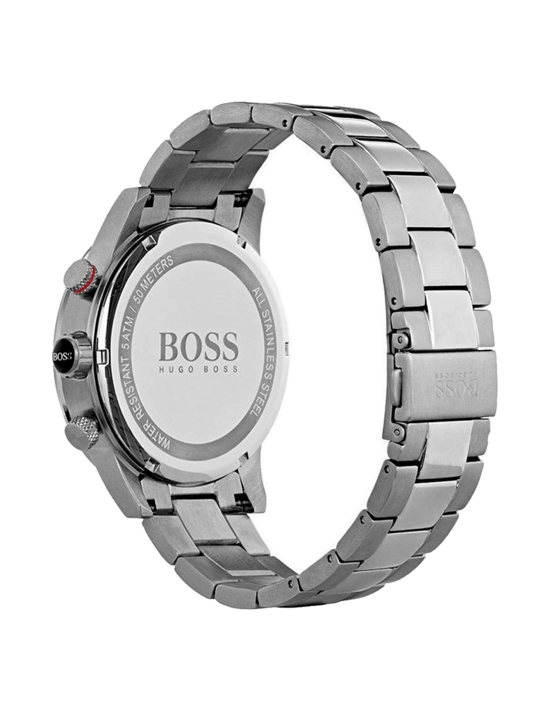 Hugo Boss Rafale Chronograph Black Dial Silver Steel Strap Watch for Men - 1513509