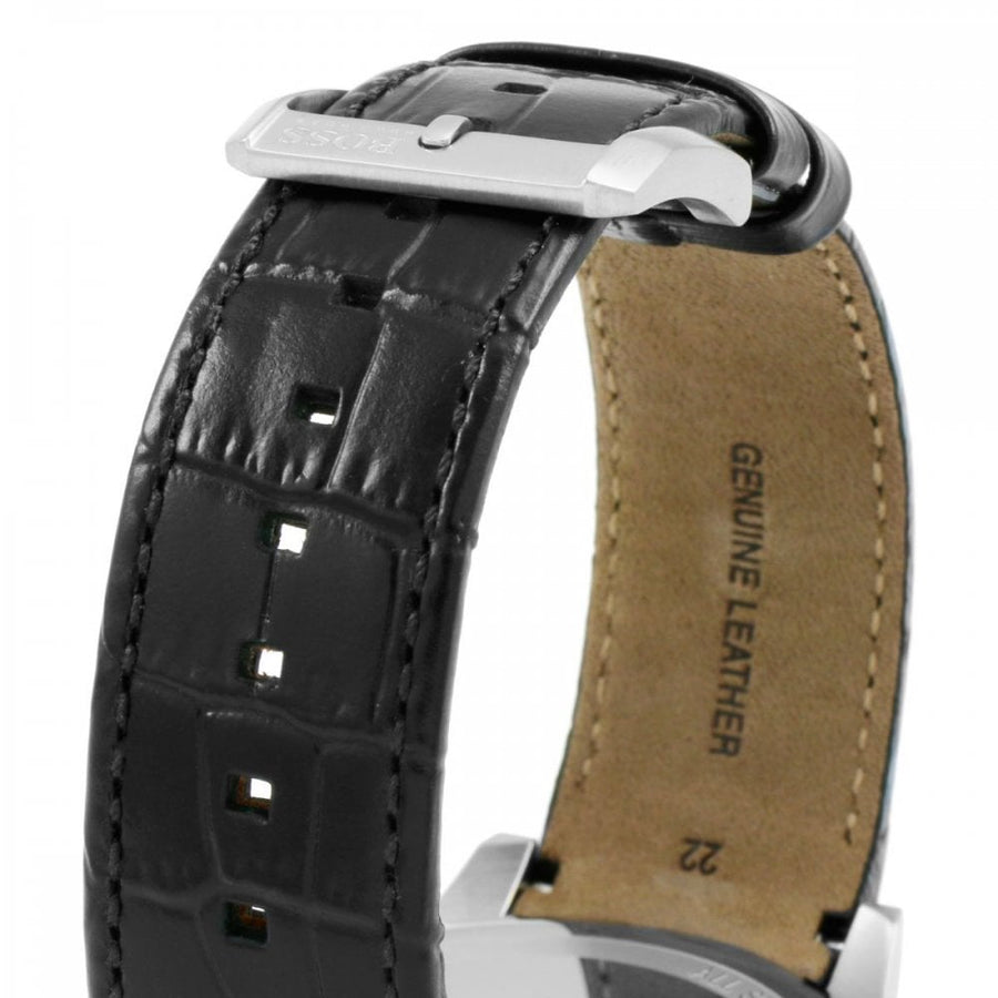 Hugo Boss Rafale Chronograph Blue Dial Black Leather Strap Watch For Men - 1513391