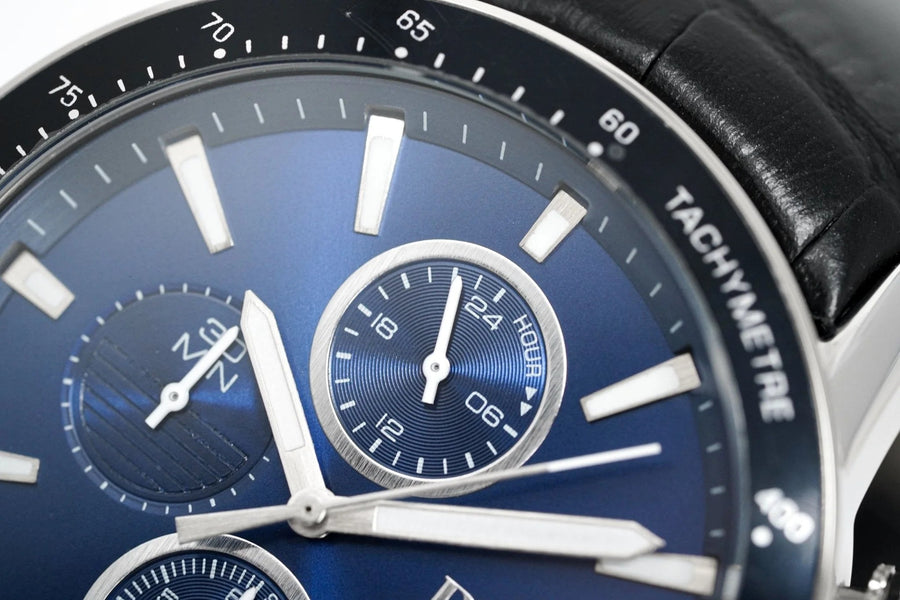Hugo Boss Rafale Chronograph Quartz Blue Dial Black Leather Strap Watch For Men - HB1513391