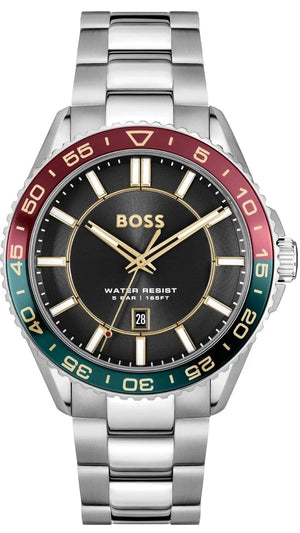 Hugo Boss Runner 3H Black Dial Silver Steel Strap Watch for Men - 1514210