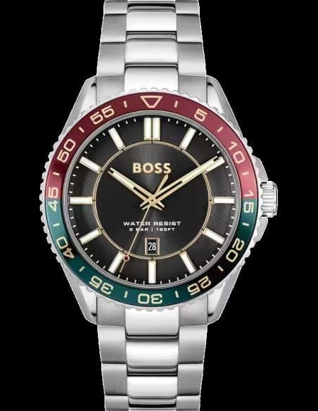 Hugo Boss Runner 3H Black Dial Silver Steel Strap Watch for Men - 1514210