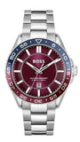 Hugo Boss Runner 3H Burgundy Dial Silver Steel Strap Watch for Men - 1514209