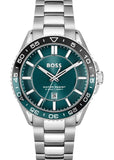 Hugo Boss Runner 3H Green Dial Silver Steel Strap Watch for Men - 1514208