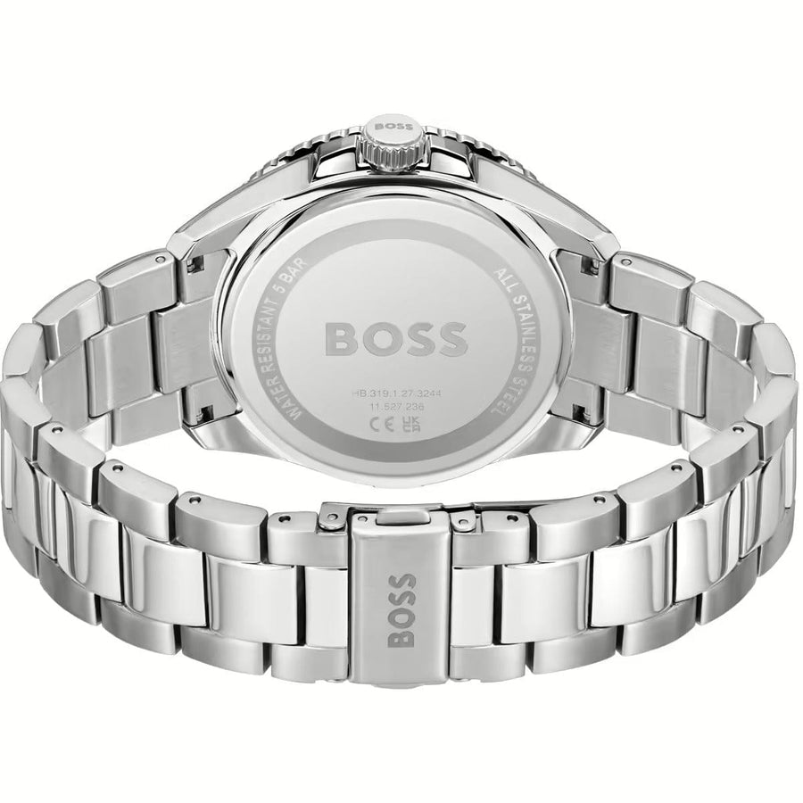 Hugo Boss Runner 3H Orange Dial Silver Steel Strap Watch for Men - 1514206
