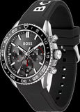 Hugo Boss Runner Chronograph Black Dial Black Silicone Strap Watch for Men - 1514141