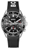 Hugo Boss Runner Chronograph Black Dial Black Silicone Strap Watch for Men - 1514141