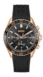 Hugo Boss Runner Chronograph Black Dial Black Silicone Strap Watch for Men - 1514168