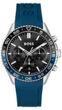 Hugo Boss Runner Chronograph Black Dial Blue Silicone Strap Watch for Men - 1514245