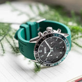 Hugo Boss Runner Chronograph Black Dial Green Silicone Strap Watch for Men - 1514246