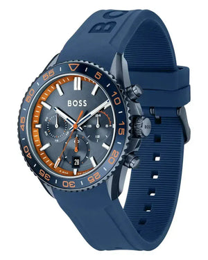 Hugo Boss Runner Chronograph Blue Dial Blue Silicone Strap Watch for Men - 1514142