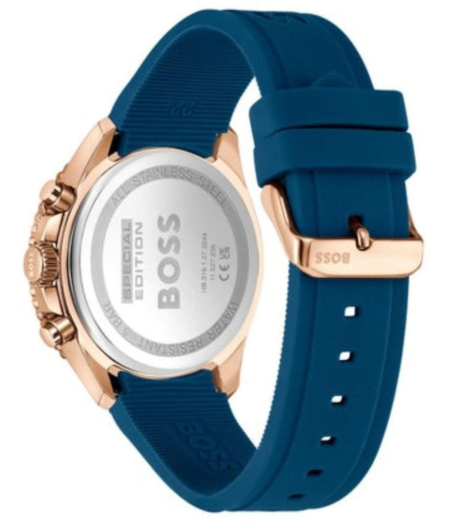 Hugo Boss Runner Chronograph Blue Dial Blue Silicone Strap Watch for Men - 1514169