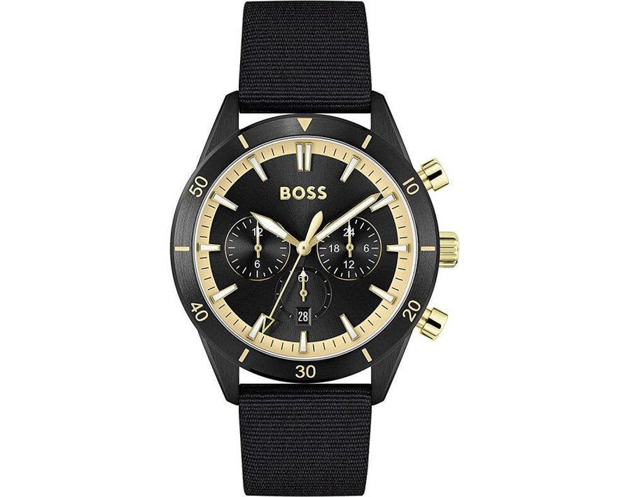 Hugo Boss Santiago Black Dial Black Nylon Strap Watch for Men - 1513935