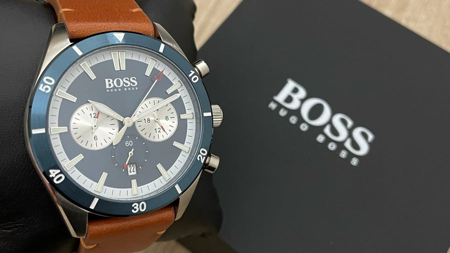 Hugo Boss Santiago Blue Dial Brown Leather Strap Watch for Men - 1513860