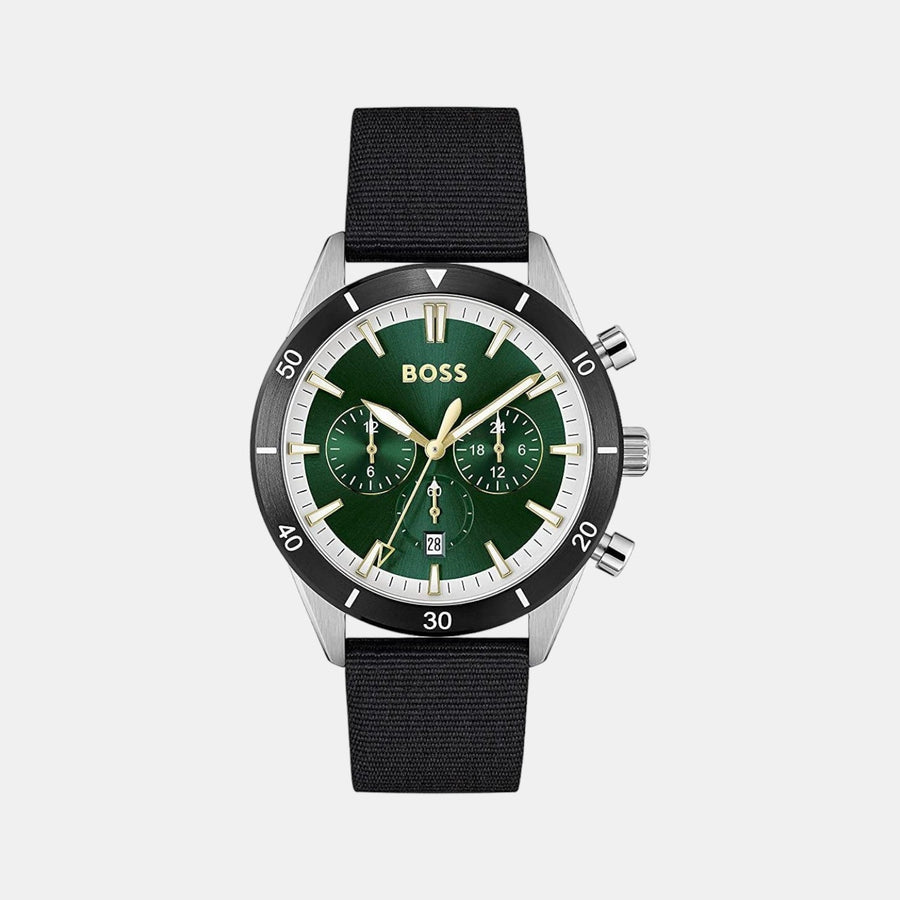 Hugo Boss Santiago Green Dial Black Nylon Strap Watch for Men - 1513936