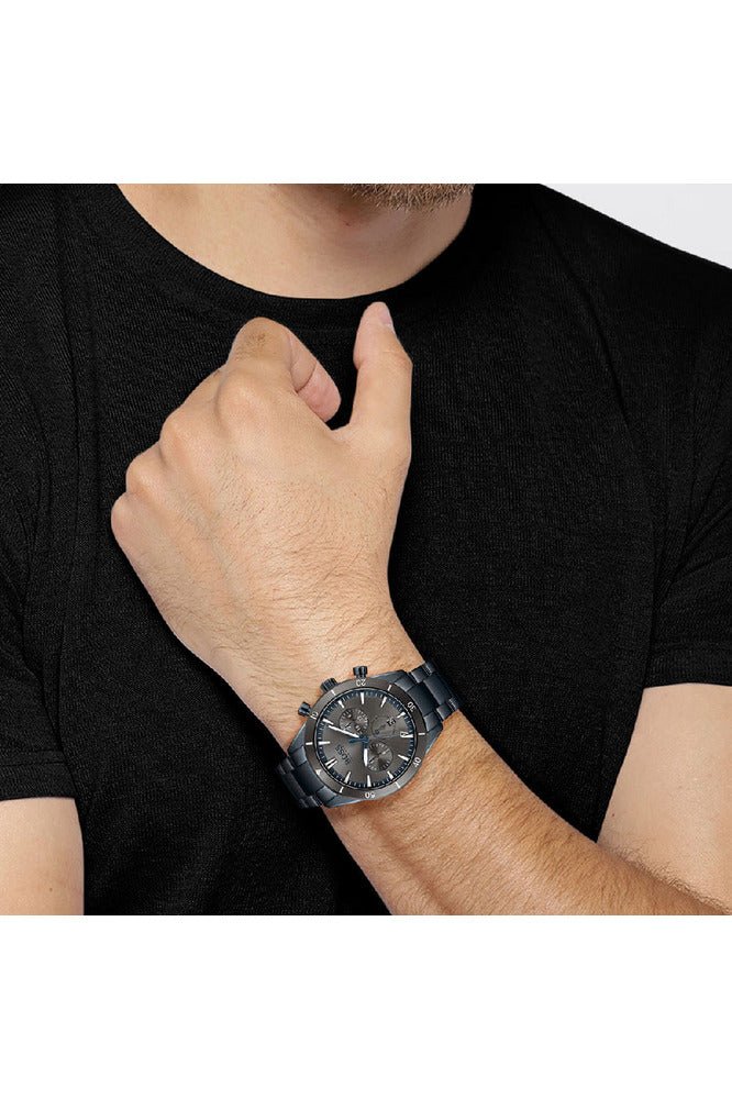 Hugo Boss Santiago Grey Dial Blue Steel Strap Watch for Men - 1513865