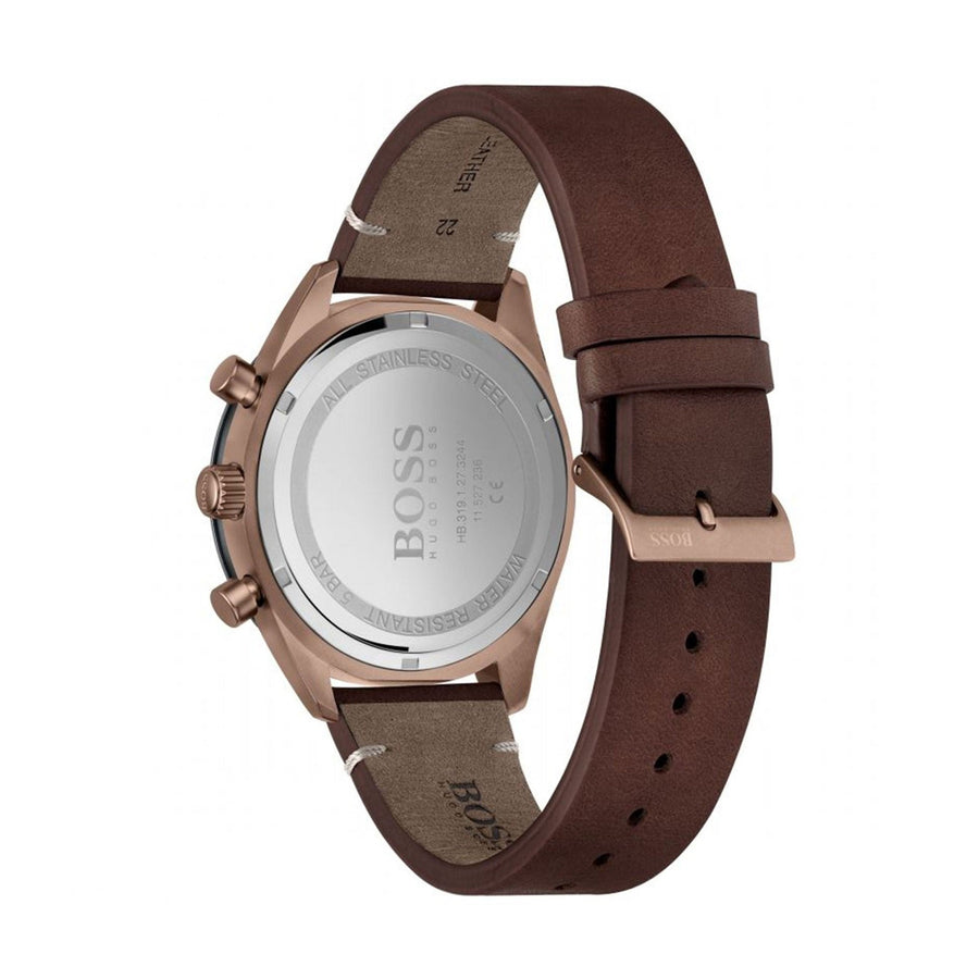Hugo Boss Santiago Grey Dial Brown Leather Strap Watch for Men - 1513861