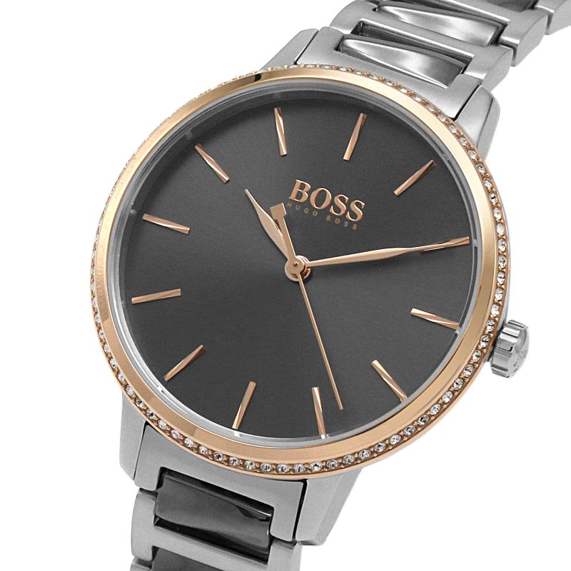 Hugo Boss Signature Grey Dial Silver Steel Strap Watch for Men - 1502569