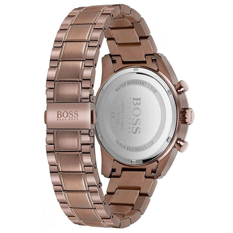 Hugo Boss Skymaster Blue Dial Brown Steel Strap Watch for Men - 1513788