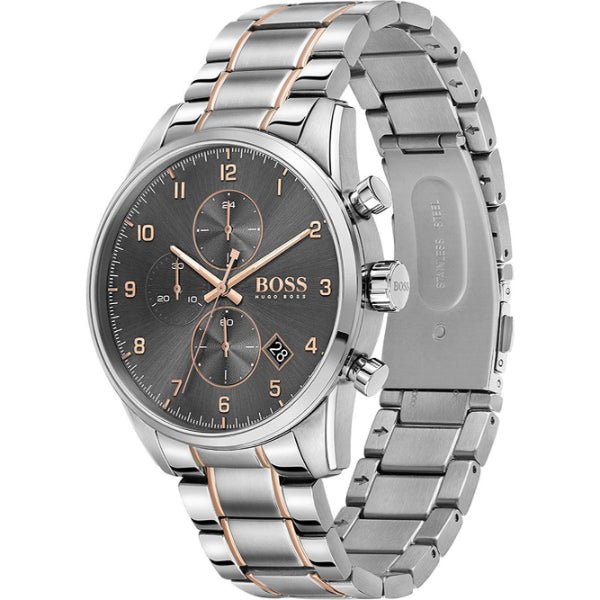 Hugo Boss Skymaster Grey Dial Two Tone Steel Strap Watch for Men - 1513789