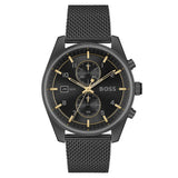 Hugo Boss Skytraveller Chronograph Black Dial Black Mesh Strap Watch for Men - 1514150