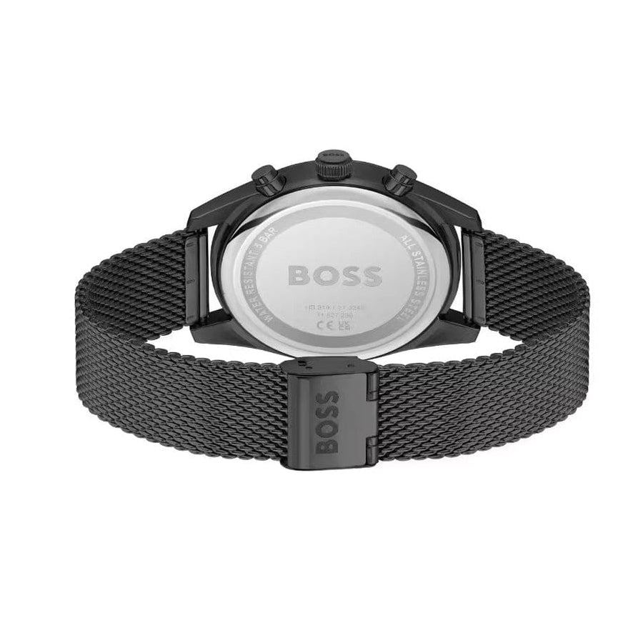 Hugo Boss Skytraveller Chronograph Black Dial Black Mesh Strap Watch for Men - 1514150