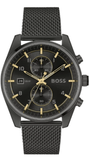 Hugo Boss Skytraveller Chronograph Black Dial Black Mesh Strap Watch for Men - 1514150