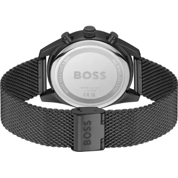 Hugo Boss Skytraveller Chronograph Black Dial Black Mesh Strap Watch for Men - 1514150