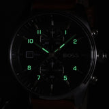 Hugo Boss Skytraveller Chronograph Black Dial Blue Leather Strap Watch for Men - 1514161