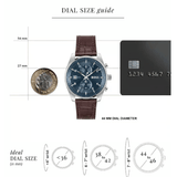 Hugo Boss Skytraveller Chronograph Blue Dial Brown Leather Strap Watch for Men - 1514194