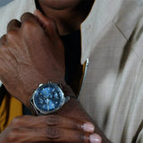 Hugo Boss Skytraveller Chronograph Blue Dial Brown Leather Strap Watch for Men - 1514194