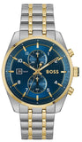 Hugo Boss Skytraveller Chronograph Blue Dial Two Tone Steel Strap Watch for Men - 1514247