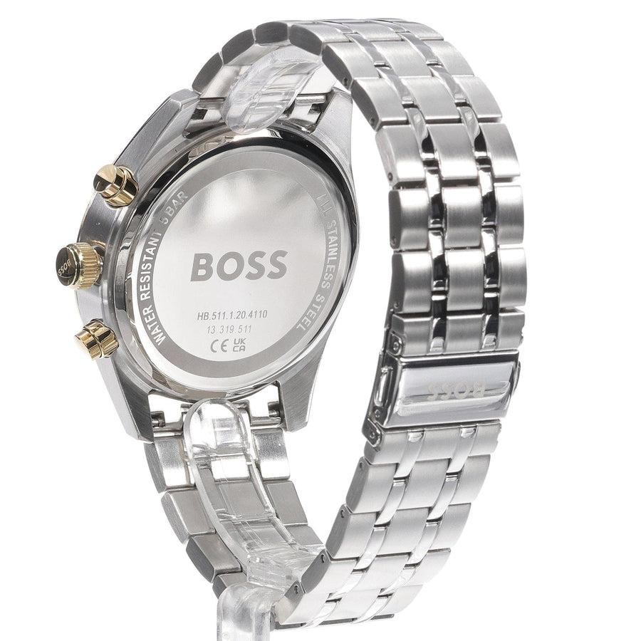 Hugo Boss Skytraveller Chronograph Green Dial Silver Steel Strap Watch for Men - 1514195
