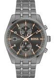 Hugo Boss Skytraveller Chronograph Gunmetal Grey Dial Grey Steel Strap Watch for Men - 1514153