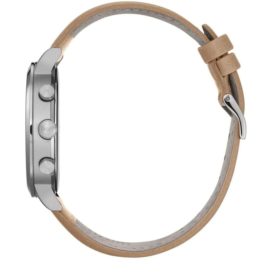 Hugo Boss Spirit Grey Dial Brown Leather Strap Watch for Men - 1513691