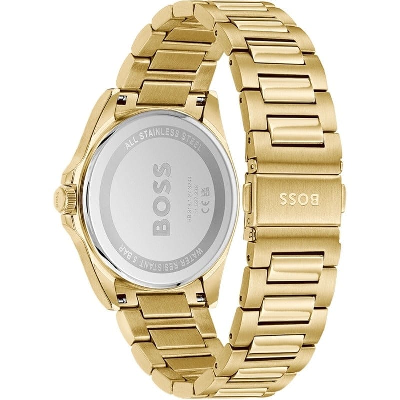Hugo Boss Strike Blue Dial Gold Steel Strap Watch for Men - 1514172
