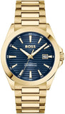 Hugo Boss Strike Blue Dial Gold Steel Strap Watch for Men - 1514172