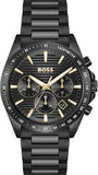 Hugo Boss Strike Chronograph Black Dial Black Steel Strap Watch for Men - 1514291