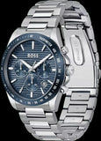 Hugo Boss Strike Chronograph Blue Dial Silver Steel Strap Watch for Men - 1514240
