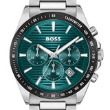 Hugo Boss Strike Chronograph Green Dial Silver Steel Strap Watch for Men - 1514241