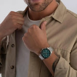 Hugo Boss Strike Chronograph Green Dial Silver Steel Strap Watch for Men - 1514241