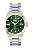 Hugo Boss Strike Green Dial Silver Steel Strap Watch for Men - 1514173
