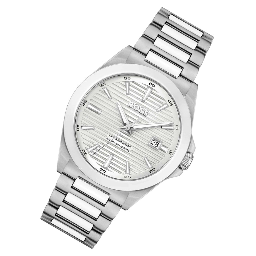 Hugo Boss Strike Silver Dial Silver Steel Strap Watch for Men - 1514176