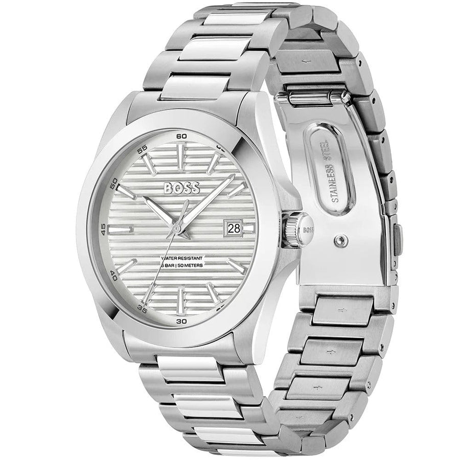 Hugo Boss Strike Silver Dial Silver Steel Strap Watch for Men - 1514176
