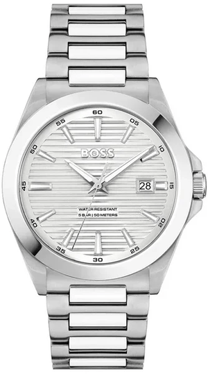 Hugo Boss Strike Silver Dial Silver Steel Strap Watch for Men - 1514176